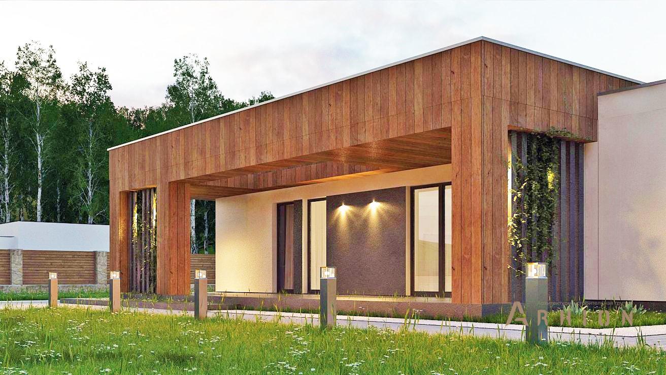 4. Проект одноэтажного дома в стиле минимализм с плоской кровлей , zx76, площадью - 103 кв c терассой